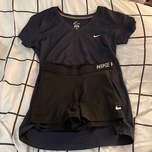 2-PACK! A Navy Nike Dri-Fit T-Shirt and A Pair of Black Nike Pro Shorts